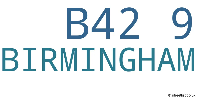 A word cloud for the B42 9 postcode
